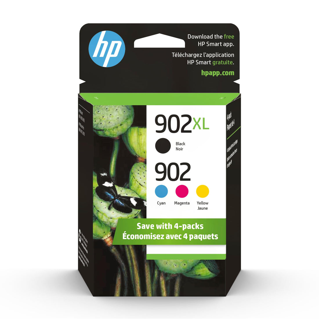 HP Original 902 Cyan, Magenta, Yellow / 902XL Black Ink Cartridges (4-Pack) | Works OfficeJet 6950, 6960 Series OfficeJet Pro 6960, 6970 Series | Eligible for Instant Ink | T0A39AN - PCTechSupply.com