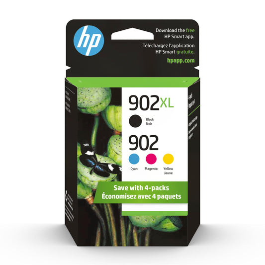 HP Original 902 Cyan, Magenta, Yellow / 902XL Black Ink Cartridges (4-Pack) | Works OfficeJet 6950, 6960 Series OfficeJet Pro 6960, 6970 Series | Eligible for Instant Ink | T0A39AN - PCTechSupply.com