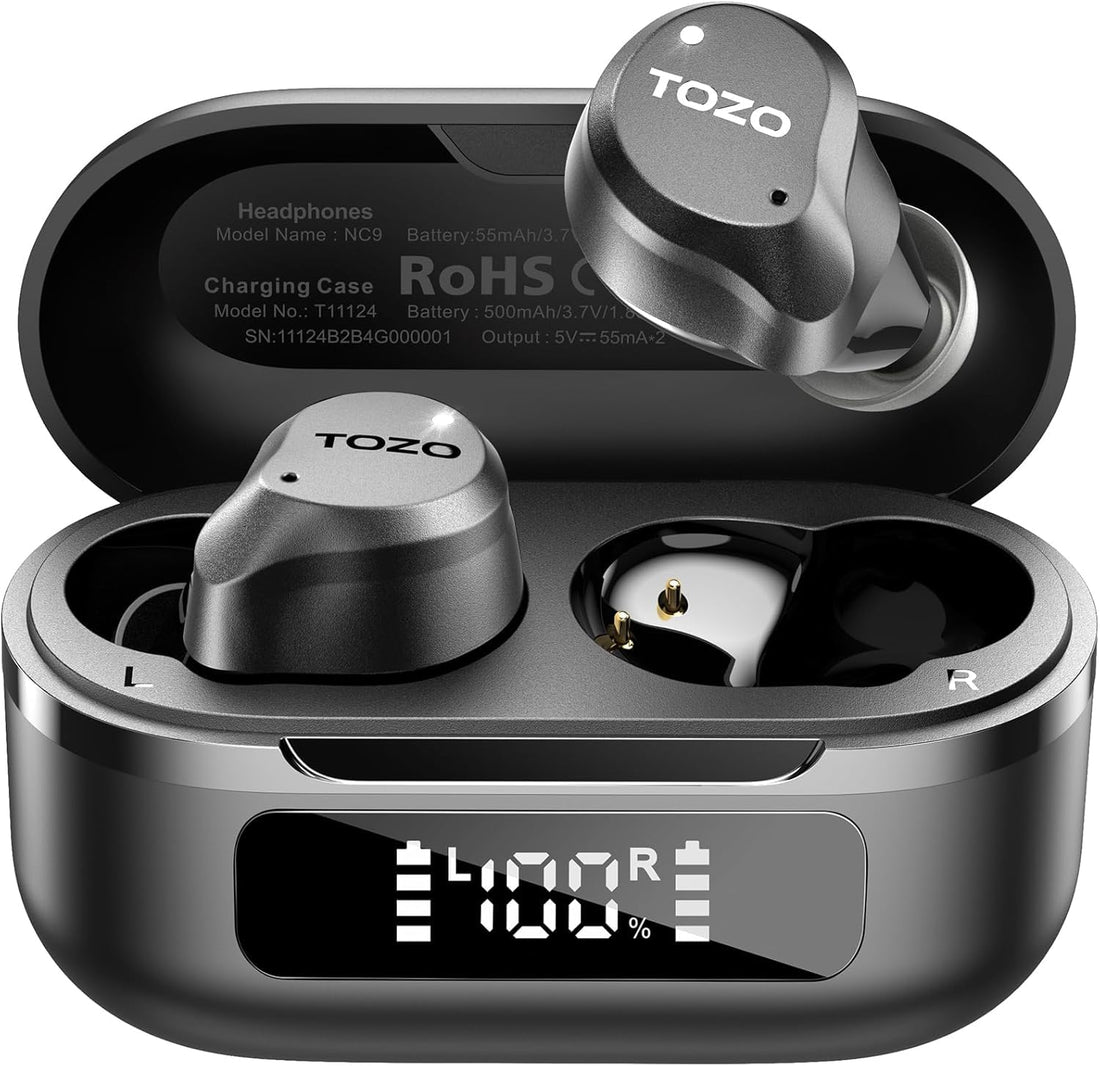 TOZO Hybrid Active Noise Cancelling Wireless Earbuds, 6 Mics ENC Clear Call, IPX8 Waterproof, in Ear Bluetooth 5.3