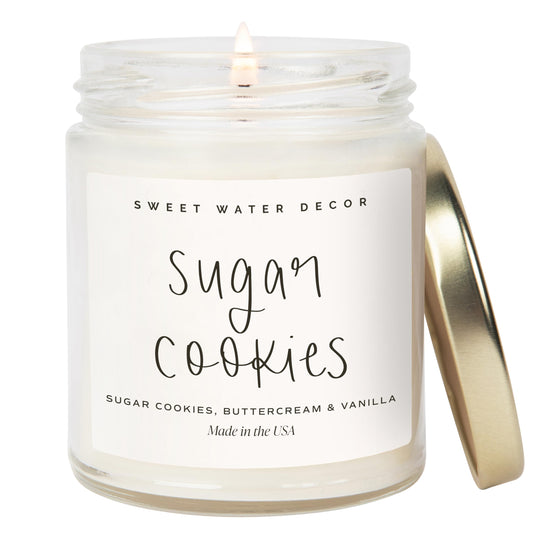 Sweet Water Decor Sugar Cookies Scented Candle - Sugar Cookies, Vanilla, and Buttercream Scented Christmas Candles and Decor for Home - 9oz. Clear Jar Soy Candle, Made in the USA - PCTechSupply.com