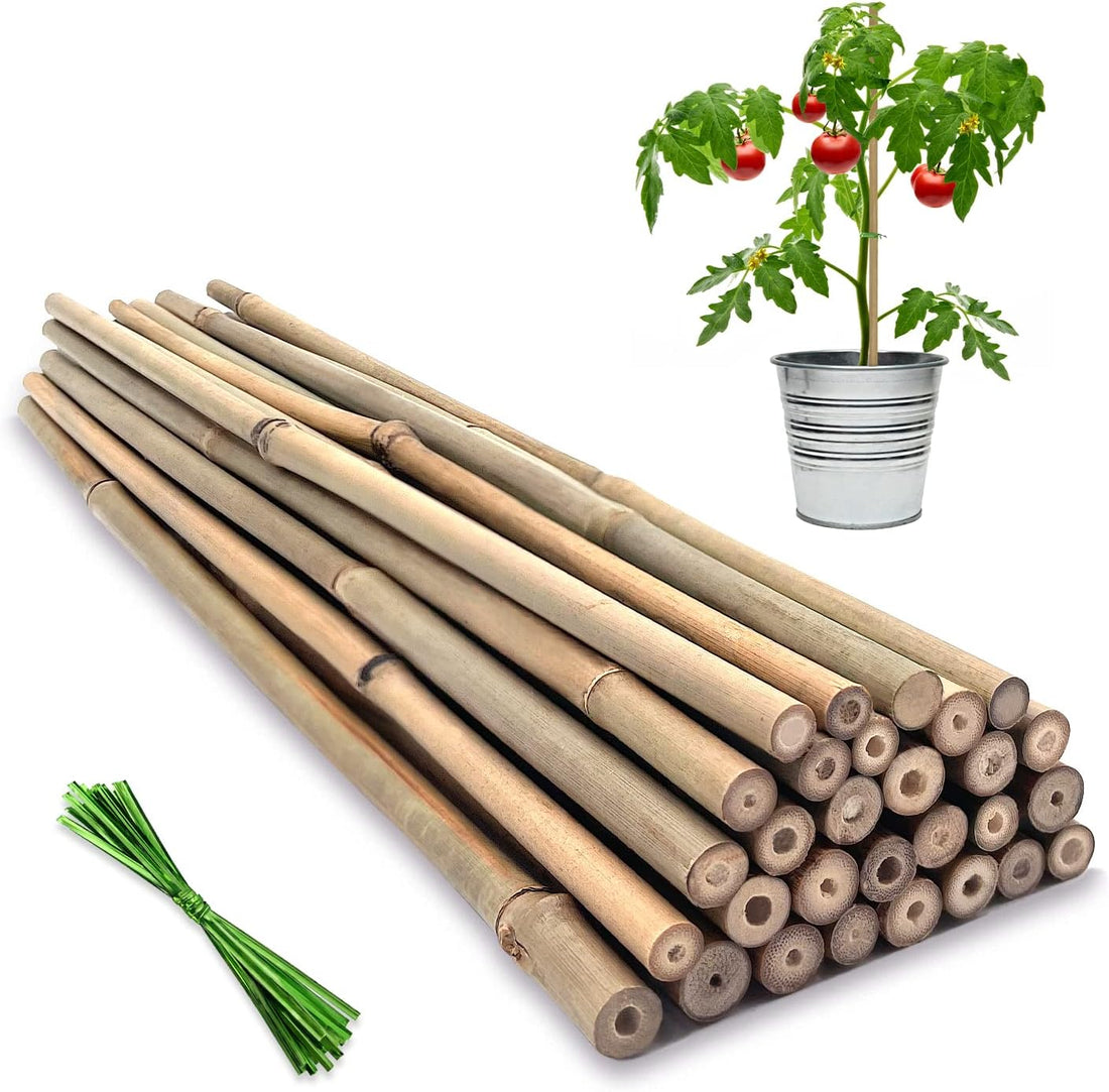 Plant Stakes,16IN Natural Garden Bamboo Sticks, 20Pcs Plant Support Stakes