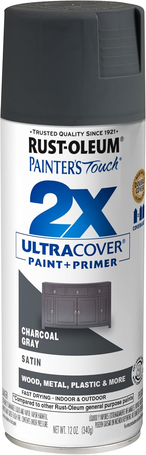 Rust-Oleum Painter's Touch 2X Ultra Cover Spray Paint, Satin Charcoal Gray