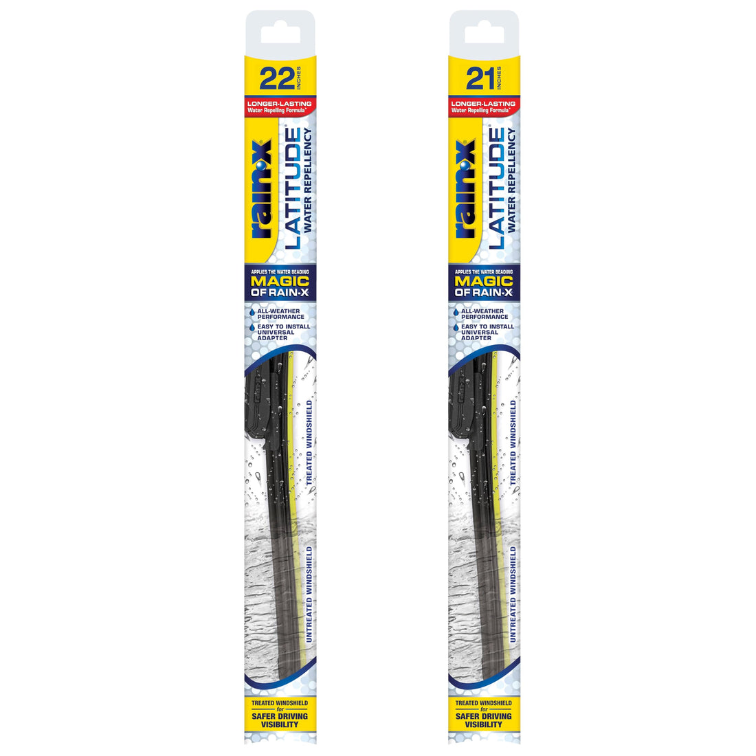 Rain-X 810236 Latitude 2-In-1 Water Repellent Wiper Blades, 22" and 21" Windshield Wipers (Pack Of 2), Automotive
