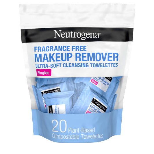 Neutrogena Fragrance-Free Makeup Remover Cleansing Towelette Singles, Individually-Wrapped Daily Face Wipes to Remove Dirt,