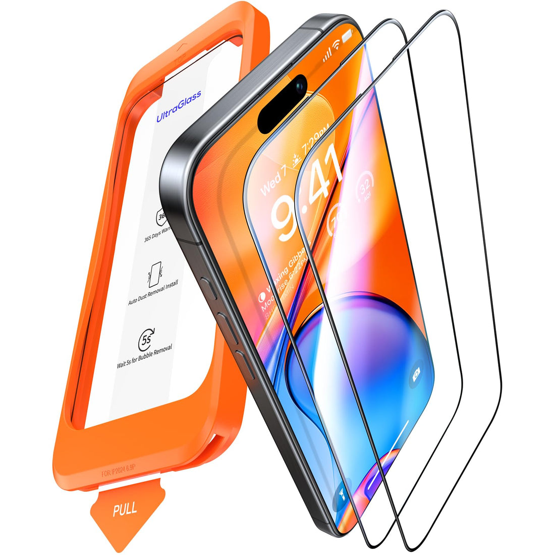 UltraGlass Unbreak Top 9H+ Glass for iPhone 16 Pro Screen Protector 6.3" [12FT Military Grade Shatterproof] Screen Protector