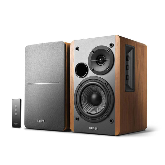 Edifier R1280T Powered Bookshelf Speakers - 2.0 Active Near Field Studio Monitor Speaker - Wooden Enclosure - 42 Watts RMS Power - PCTechSupply.com