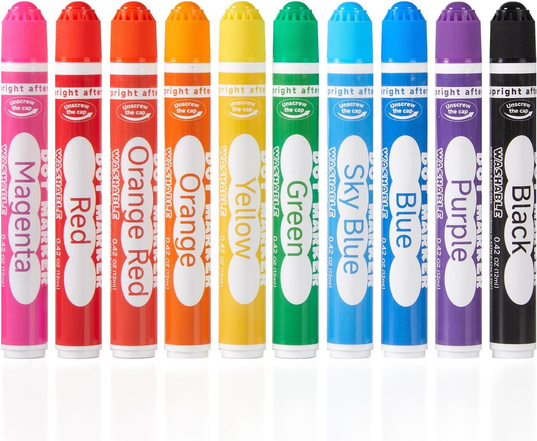 Shuttle Art Dot Markers, 10 Colors Washable Markers for Toddlers,Bingo Daubers Supplies Kids Preschool Children, Non Toxic Water-Based