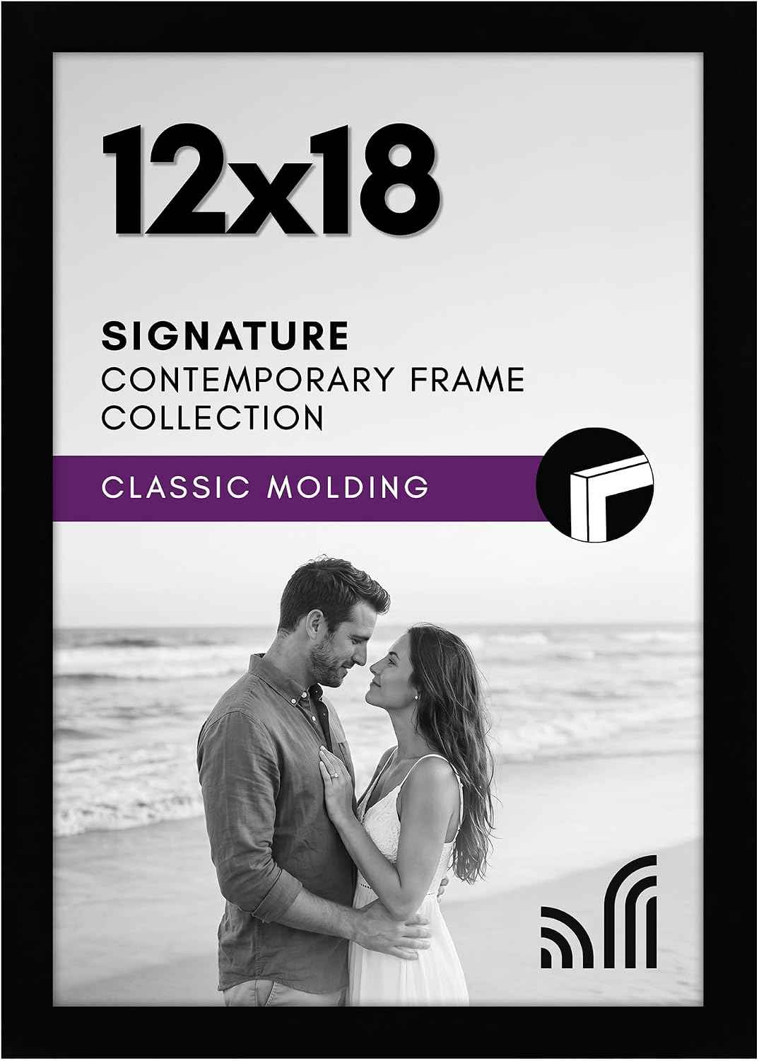 Americanflat 12x18 Poster Frame with Shatter-Resistant Glass - Signature Collection - Gallery-Style Frames Made of Engineered Wood - Photo Frame for Wall Display - Black