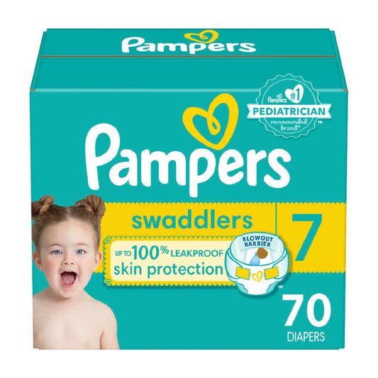 Pampers Swaddlers Diapers - Size 7, 70 Count, Ultra Soft Disposable Baby Diapers - PCTechSupply.com