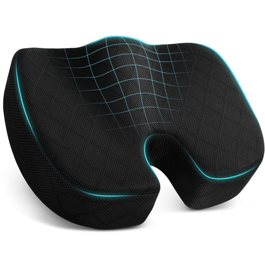 TushGuard Office/ Car Seat Cushion, Non-Slip Sciatica & Back Coccyx Tailbone Pain Relief Chair Pad, Memory Foam Butt Pillow