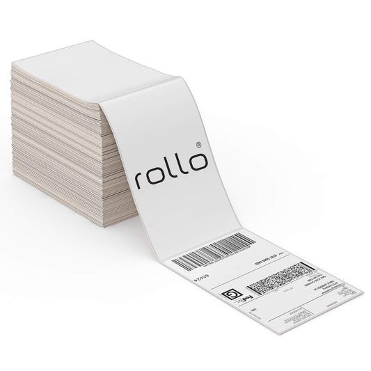 Rollo Direct Thermal Shipping Labels - Pack of 500 4x6 Thermal Labels Fanfold - Perforated and Strong Adhesive (Commercial Grade) - PCTechSupply.com