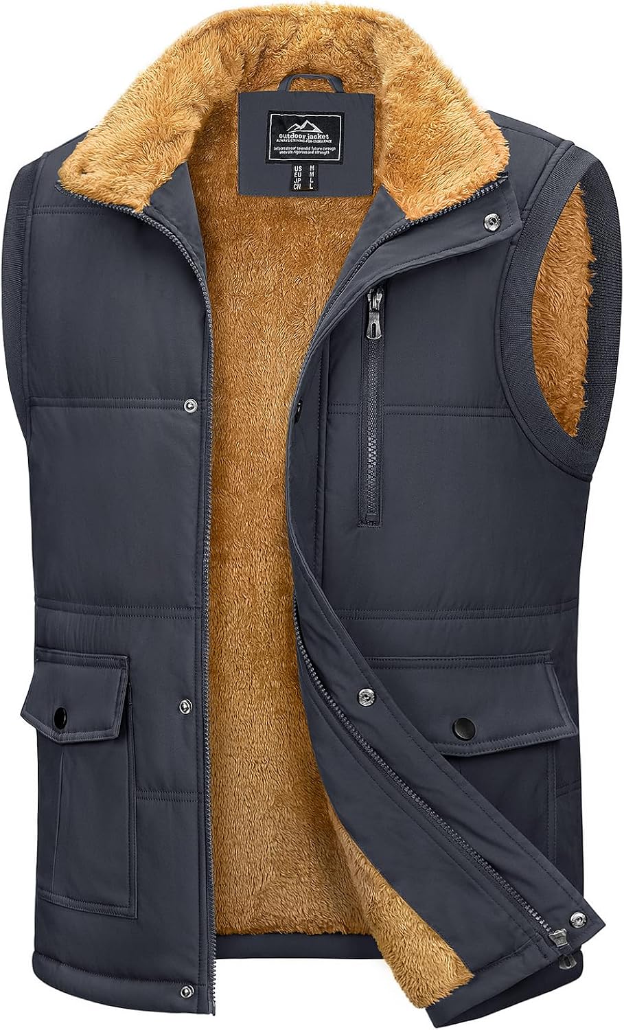 MAGCOMSEN Mens Winter Vests Outerwear Fleece Lined Puffer Vest Warm Casual Quilted Vest Bubble Sherpa Vest Jacket