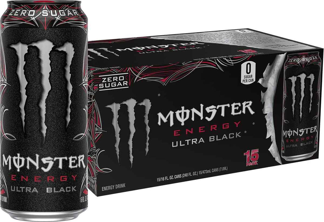 Monster Energy Ultra Black, Sugar Free Energy Drink, 16 Ounce