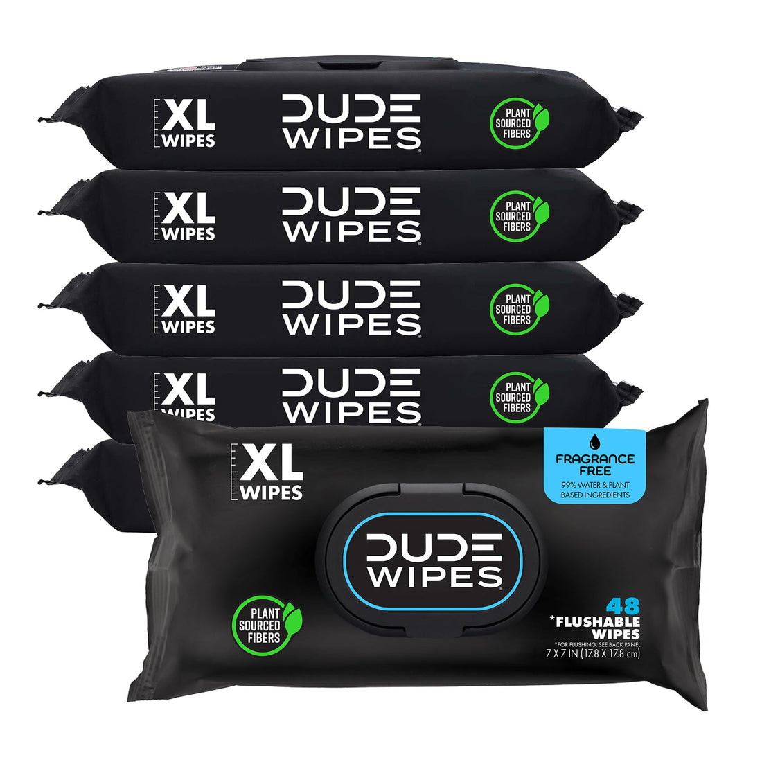 DUDE Wipes - Flushable Wipes - 6 Pack, 288 Wipes - Unscented Extra-Large Adult Wet Wipes - Vitamin-E & Aloe - Septic and Sewer Safe - PCTechSupply.com