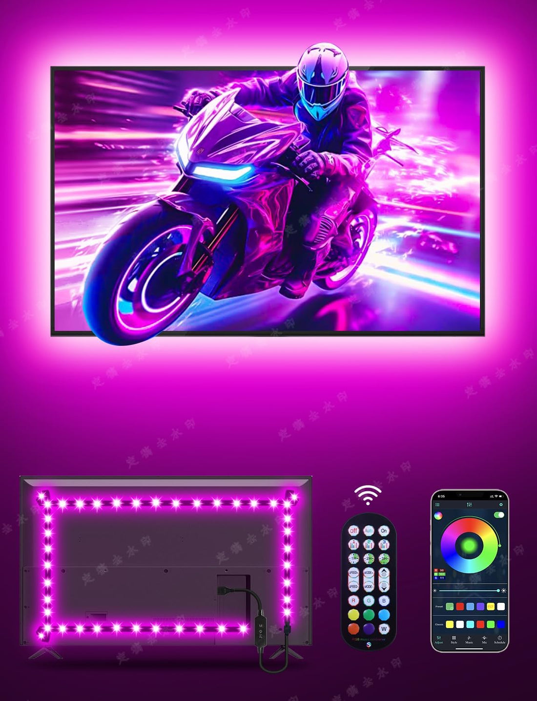 MATICOD LED Lights for TV, 13.1ft TV Lights for 45-60in, Music Sync Color Changing Tv Backlight with Bluetooth Smart App Remote Control, USB Powered RGB 5050 RGB Strip Light for Xmas Decor