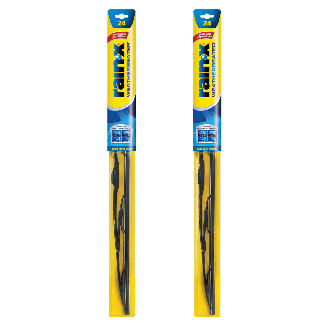 Rain-X 820245 WeatherBeater Wiper Blades, 24" Windshield Wipers (Pack of 2), Automotive Replacement Windshield Wiper Blades