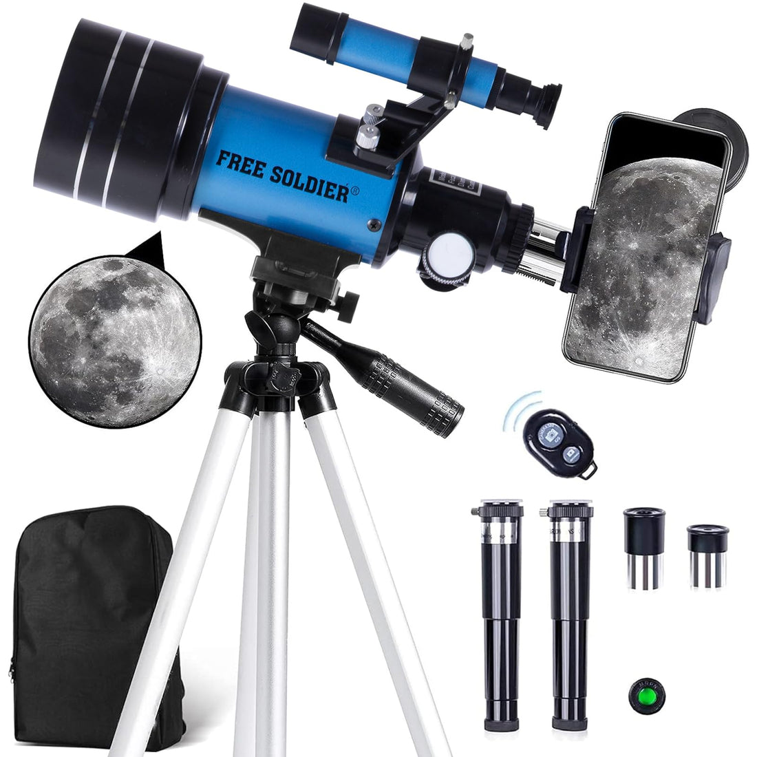 Telescope for Astronomy Beginners - 70mm Aperture Refractor Telescope for Viewing Planets Stars with Adjustable Tripod Phone