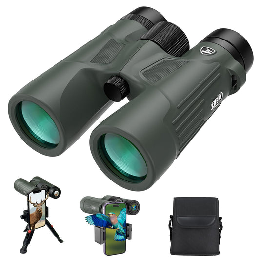 Gosky 10X42 HD Binoculars for Adults with Phone Adapter, High Power Binoculars with BAK4 Prism and FMC Lens, Waterproof