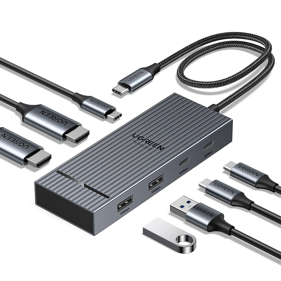 UGREEN 7 in 1 Revodok Pro USB C Docking Station Dual 4k HDMI Monitor, USB C Hub with 2 HDMI, 2*USB A&C 10Gbps Date