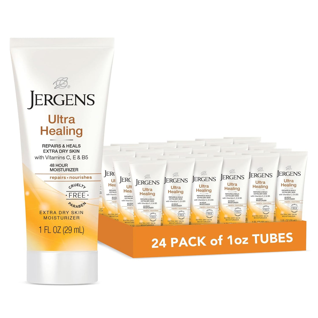 Jergens Ultra Healing Body Lotion, Moisturizer for Dry Skin, 1 fl oz, 24 pk