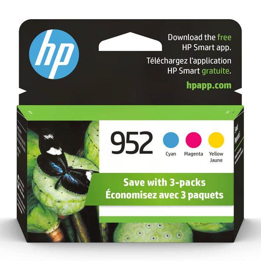 HP 952 Cyan, Magenta, Yellow Ink Cartridges (3-pack) | Works with HP OfficeJet 8702, HP OfficeJet Pro 7720, 7740, 8210, 8710, 8720, 8730, 8740 Series | Eligible for Instant Ink | N9K27AN - PCTechSupply.com