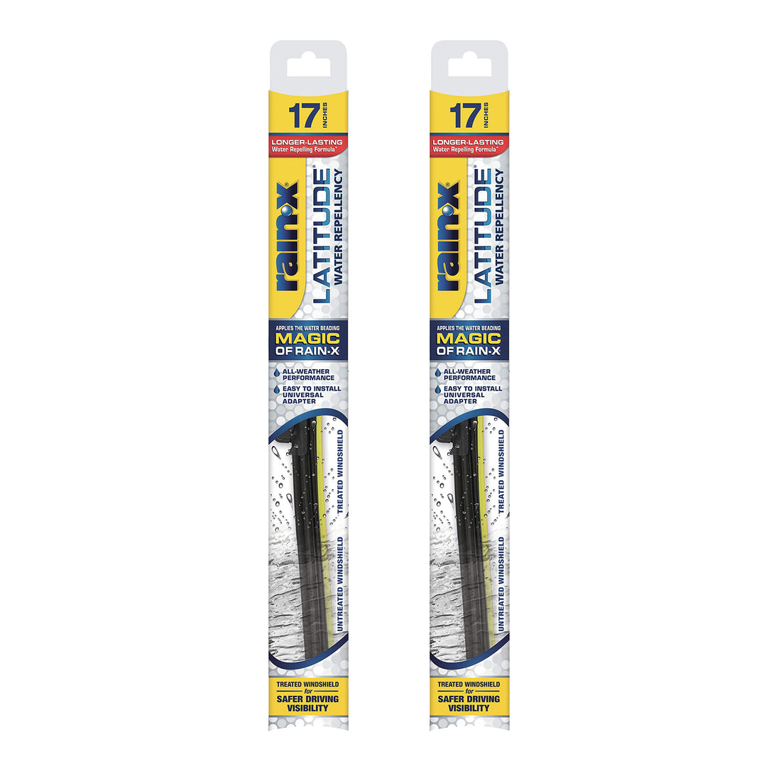 Rain-X 810203 Latitude 2-In-1 Water Repellent Wiper Blades, 17 Inch Windshield Wipers (Pack Of 2), Automotive Replacement