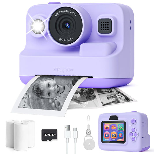 Dylanto Instant Print Camera for Kids,2.4 Inch Screen Kids Instant Cameras, Christmas Birthday Gifts for Girls Age 3-12,