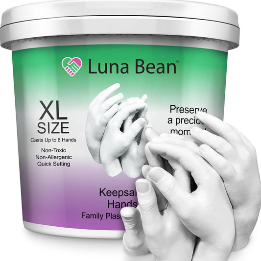 Luna Bean Huge Oversize XL Family Hand Casting Kit - Big Size Hand Molding Kit - Casts 6 Hands Comfortably Adults & Kids, Plaster Clay Craft Gifts for Family Kids Valentines Day Gift Ideas Him Her - PCTechSupply.com