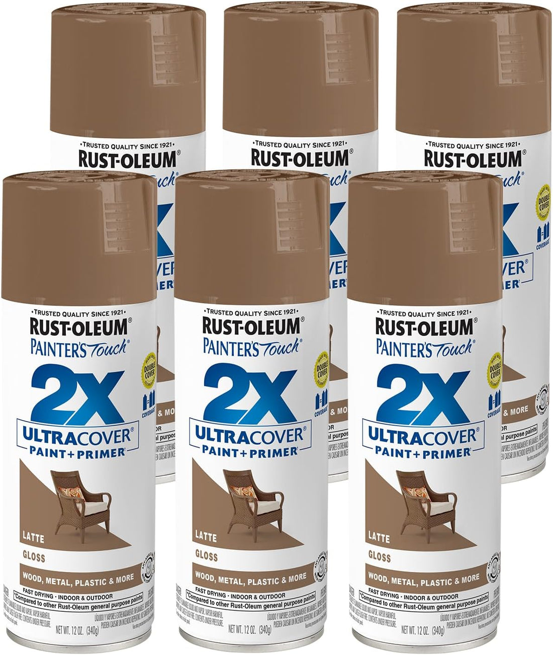 Rust-Oleum Painter's Touch 2X Ultra Cover Spray Paint, Gloss Latte