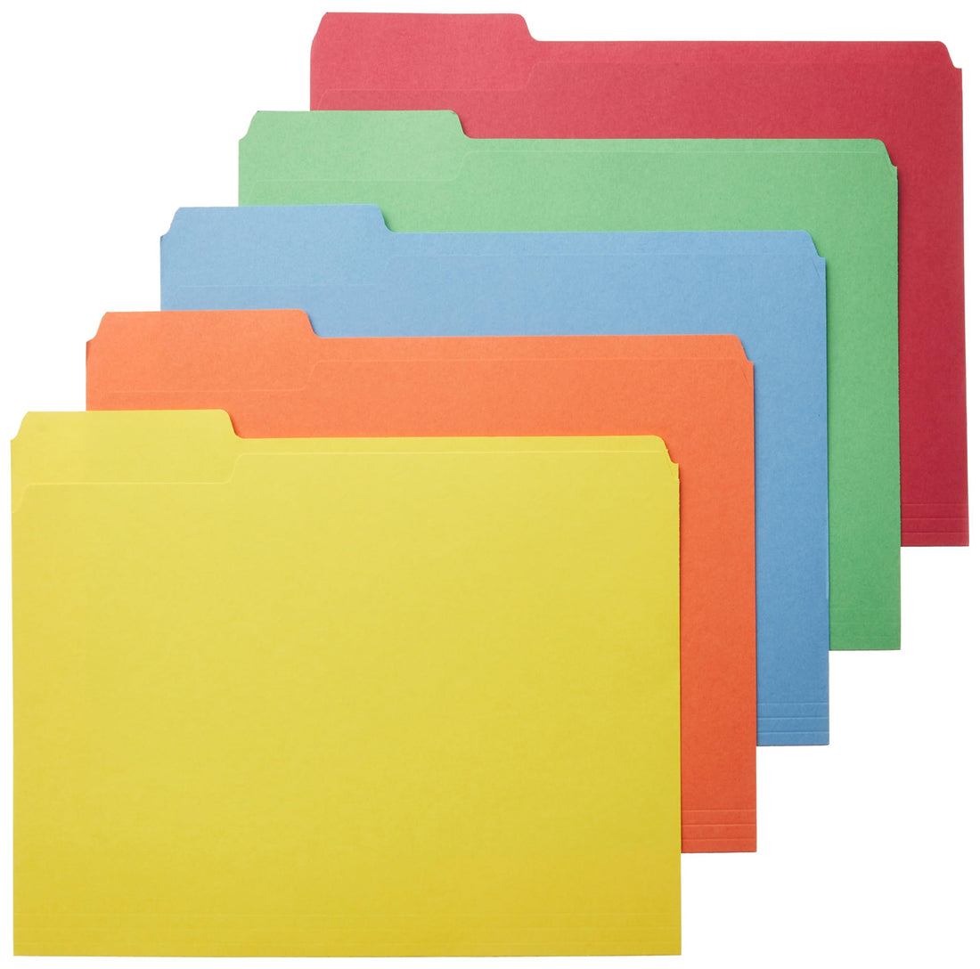 Amazon Basics AMZ401 File Folders - Letter Size (100 Pack) – Assorted Colors - PCTechSupply.com