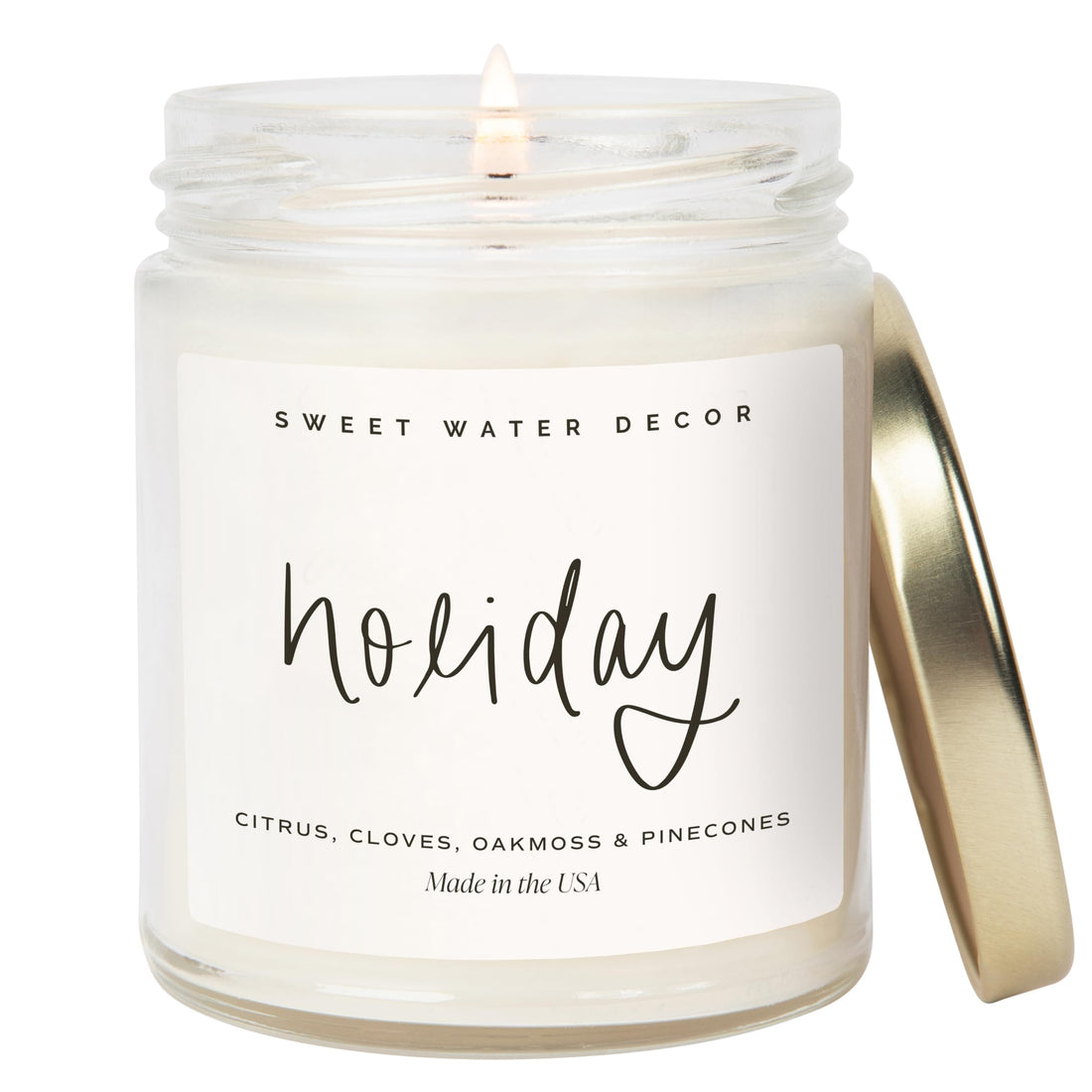 Sweet Water Decor Holiday Candle - Cloves, Pine, and Sandalwood Festive Winter Scented Soy Candles for Home - 9oz Clear Jar, 40 Hour Burn Time, Made in the USA - PCTechSupply.com