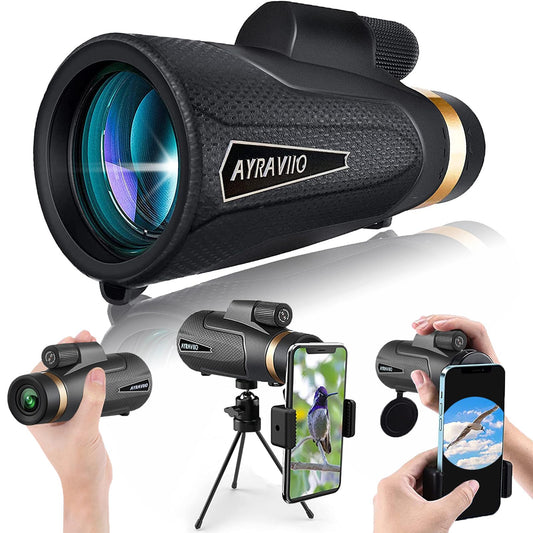 12x60 Monocular Telescope with Smartphone Holder & Upgraded Tripod, High Powered SMC & BAK4 Scope, Birthday Gifts for Men