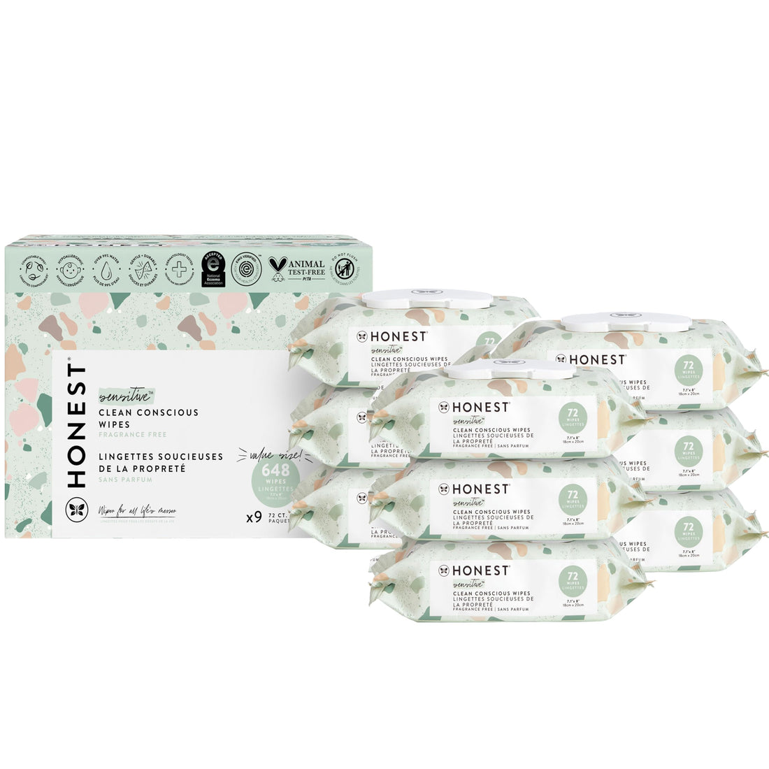 The Honest Company Clean Conscious Unscented Wipes | Over 99% Water, Compostable, Plant-Based, Baby Wipes | Hypoallergenic