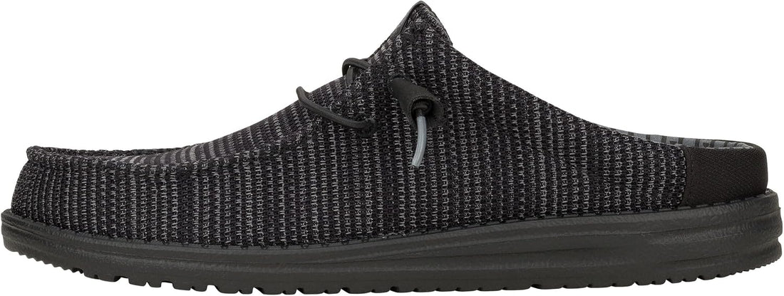 HEYDUDE Men's Wally Slip Stretch Canvas Mule, Black, Size 14