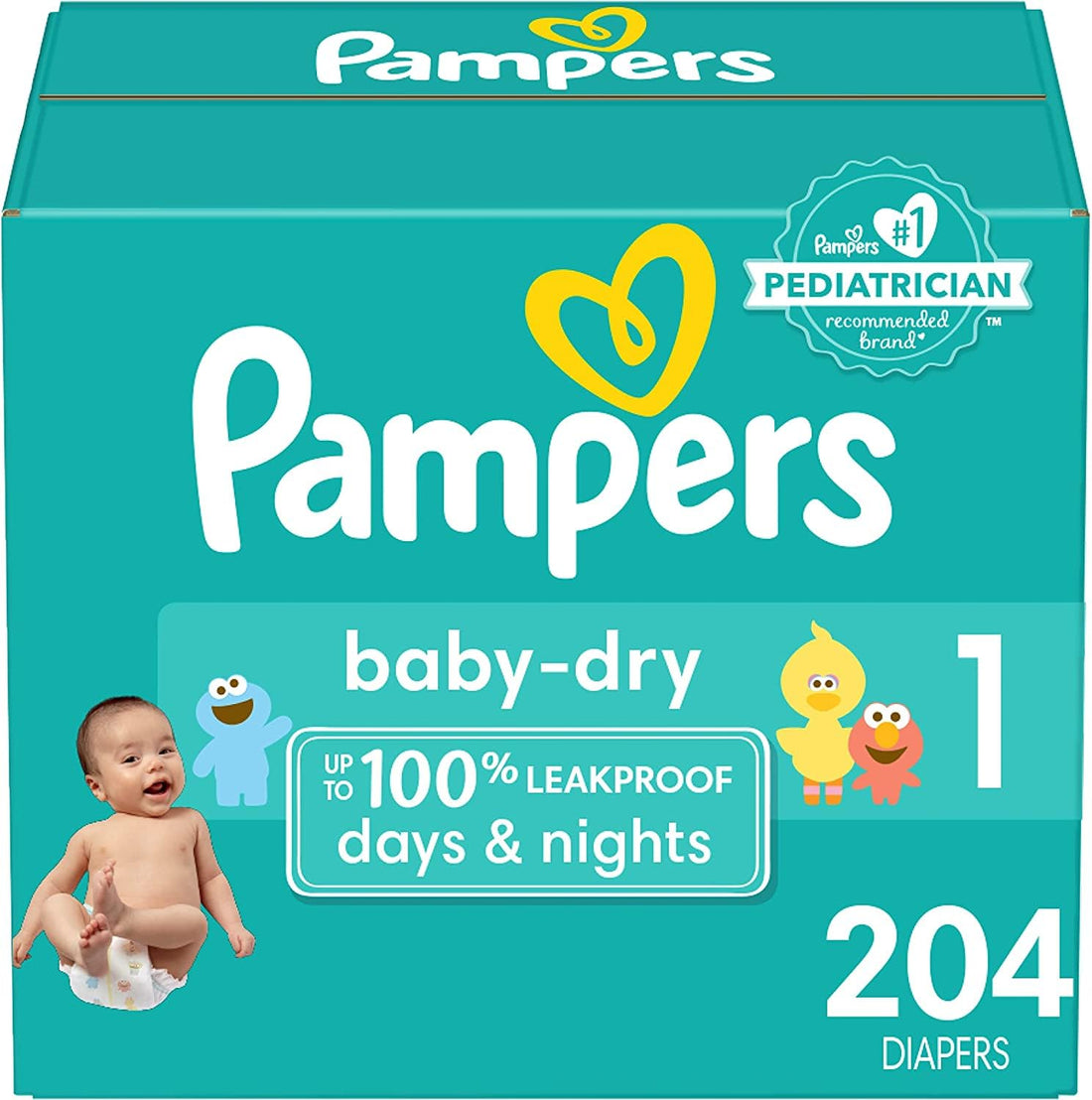 Pampers Baby Dry Diapers - Size 1, 204 Count, Absorbent Disposable Diapers Drugstore by Pampers