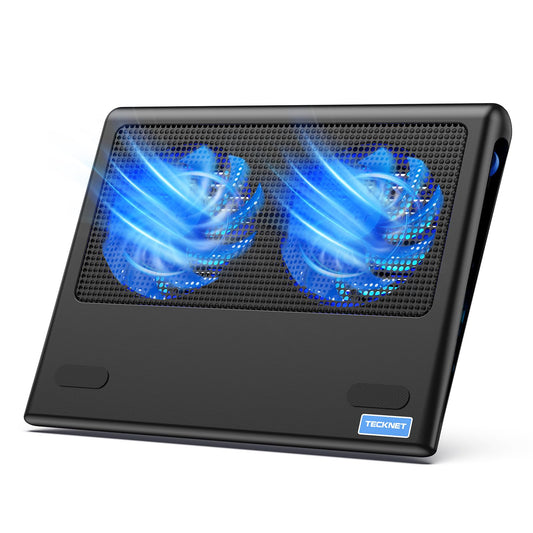 TECKNET Laptop Cooling Pad, 12"-15.6" Laptop Cooler, Gaming Laptop Cooling Stand, Wind Speed Adjustable, 2 USB Powered Laptop Fan Cooling Pad for Laptop Within 16 Inch (Blue) - PCTechSupply.com