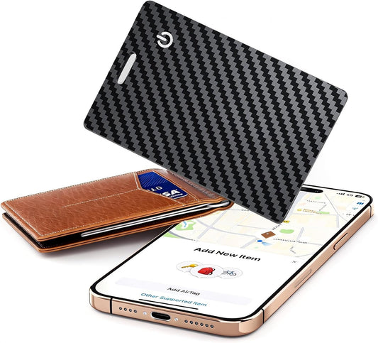 [Apple MFi Certified] Wallet Tracker Card with Apple Find My (iOS Only) Rechargeable Air Tracker Tags Bluetooth Wallet Finder IP68 Waterproof GPS Tracker Item Finder for Keys, Bags, Passport Black