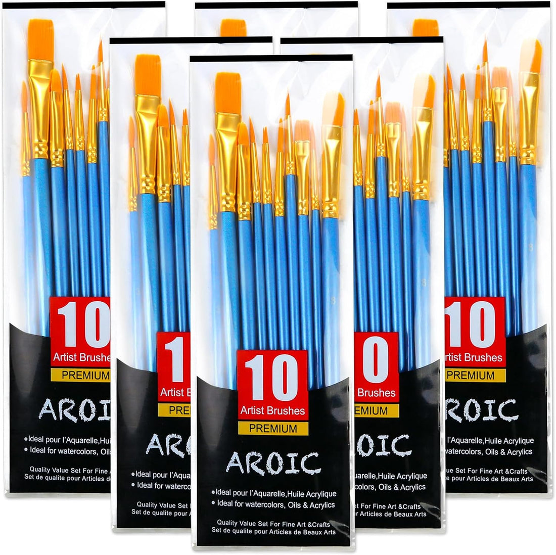 AROIC 60 Pcs Paint Brushes, Acrylic Paint Brush Set for Oil & Watercolor