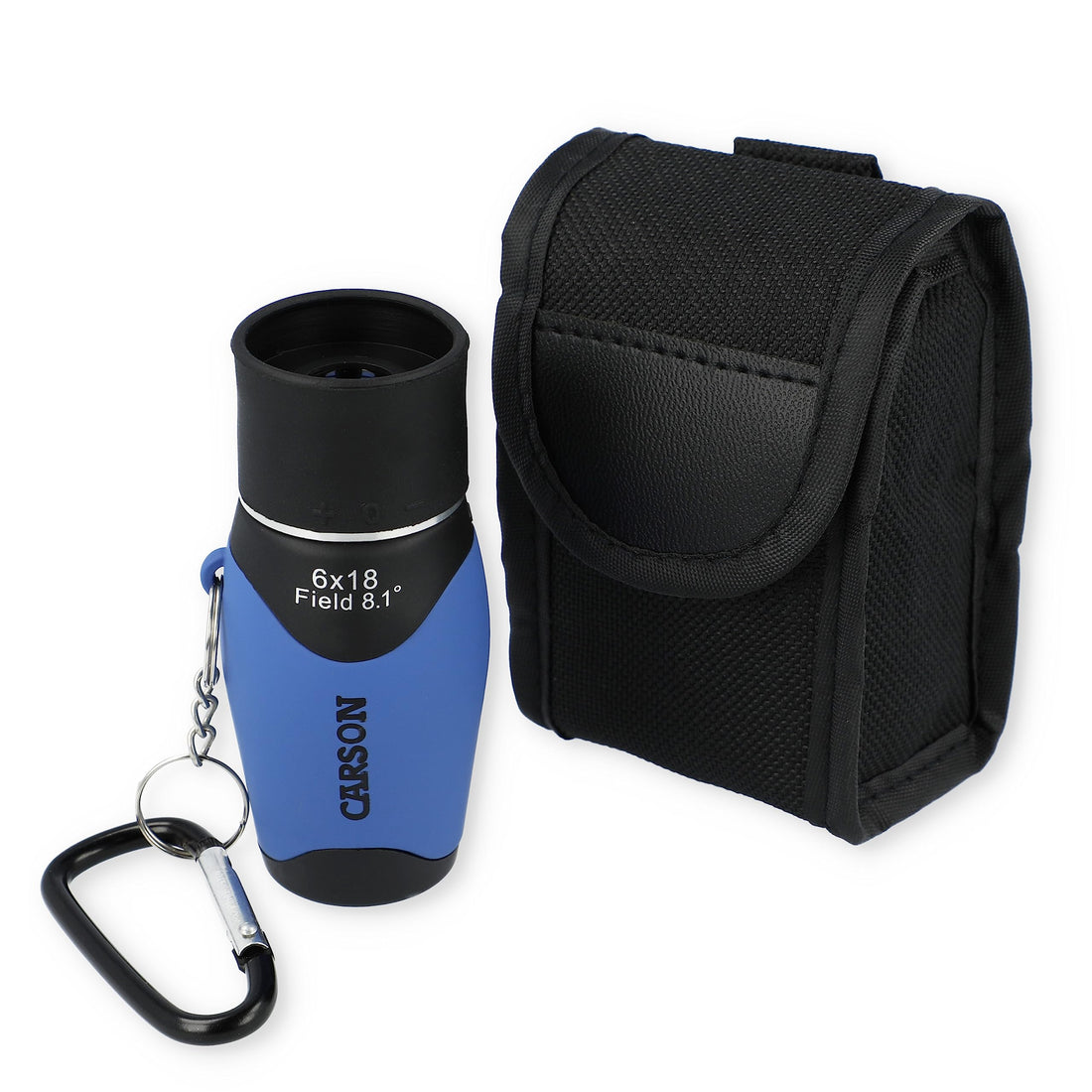 Carson MiniMight 6x18mm Pocket Monocular with Carabiner Clip, Blue (MM-618CB) - PCTechSupply.com