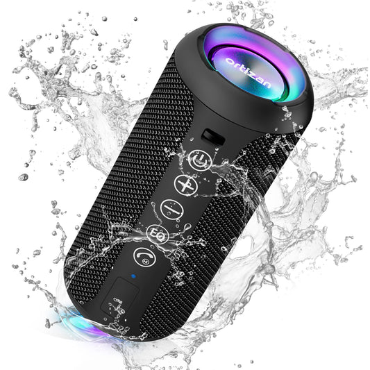 Ortizan Portable Bluetooth Speaker: IPX7 Waterproof, 24W Loud Sound, Deep Bass, Bluetooth 5.3, LED Lights, Wireless Stereo