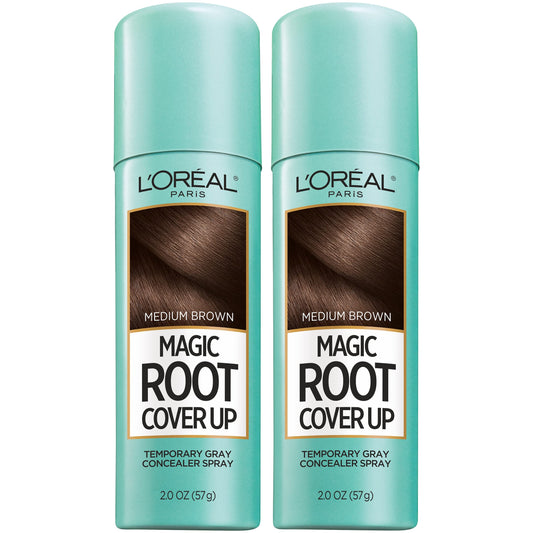 L'Oreal Paris Root Cover Up Temporary Gray Concealer Spray, Hair Color Spray with Filling & Thickening Coverage, Medium Brown, Pack of 2, Packaging May Vary - PCTechSupply.com