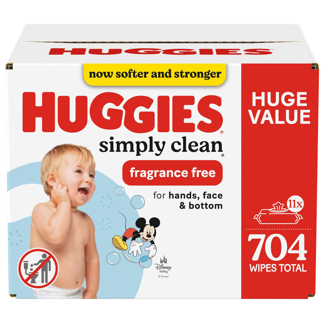 Huggies Simply Clean Fragrance-Free Baby Wipes, Unscented Diaper Wipes, 11 Flip-Top Packs (704 Wipes Total) Drugstore by