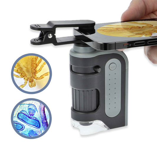 Carson MicroBrite Microscope Kit, 60x-120x LED Pocket Microscope for Adults or STEM Education, Pro Includes Adapter with CarsonCam Phone App Converts into Powerful Handheld Digital Microscope (MM-350)