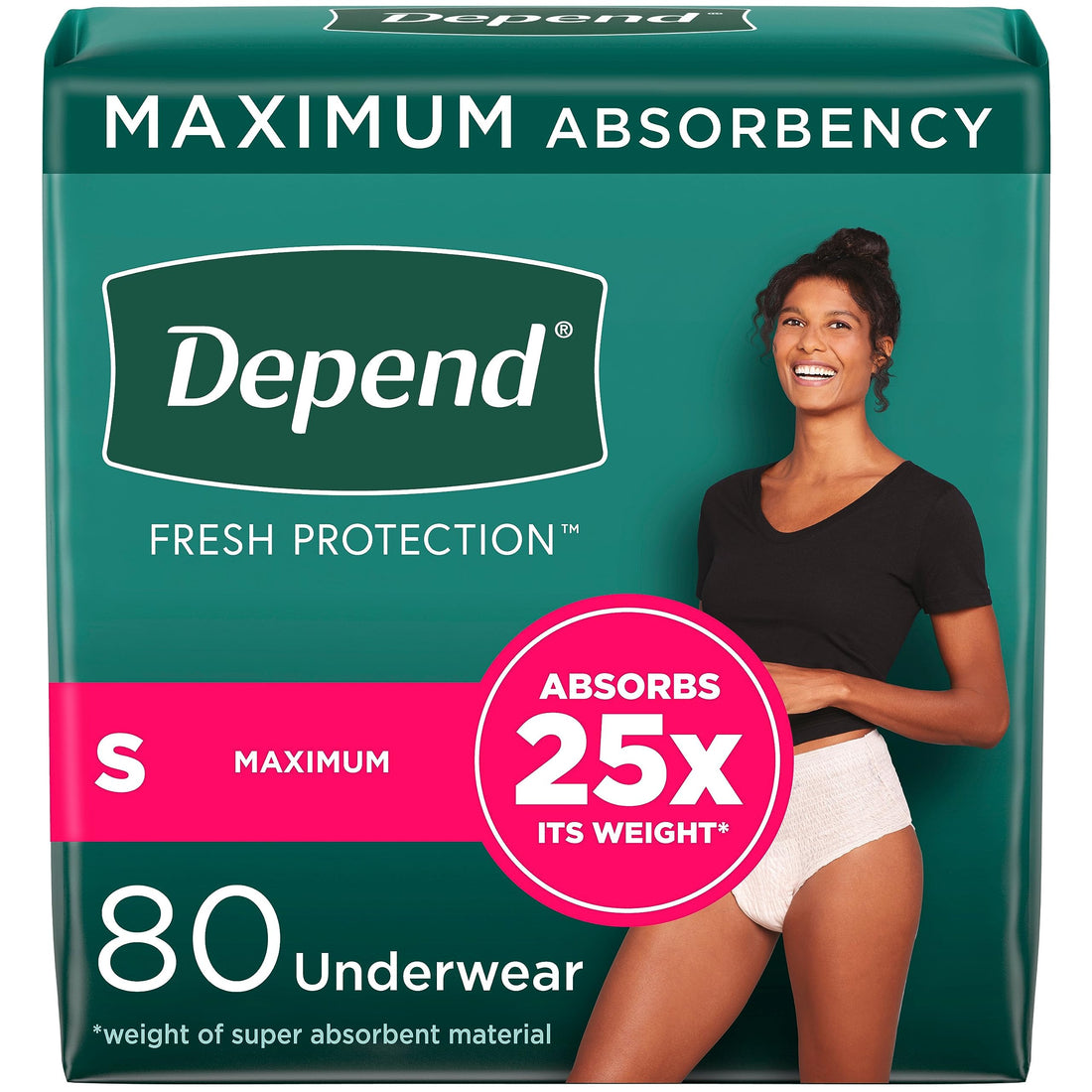 Depend Fresh Protection Adult Incontinence & Postpartum Bladder Leak Underwear for Women, Disposable, Maximum, Small, Blush,