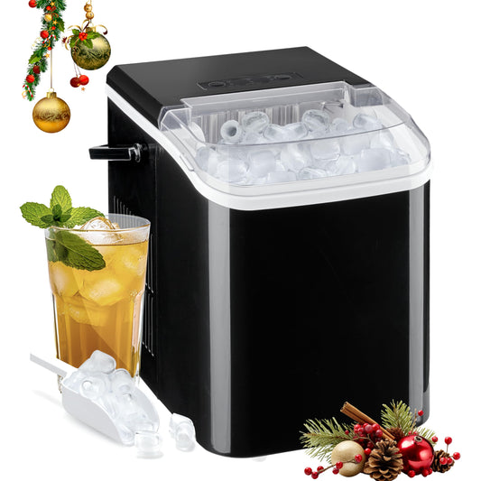HealSmart Countertop Ice Maker Machine, Fast Making 9 Ice Cubes in 6 Minutes, Self-Cleaning with Scoop, Basket & Handle,