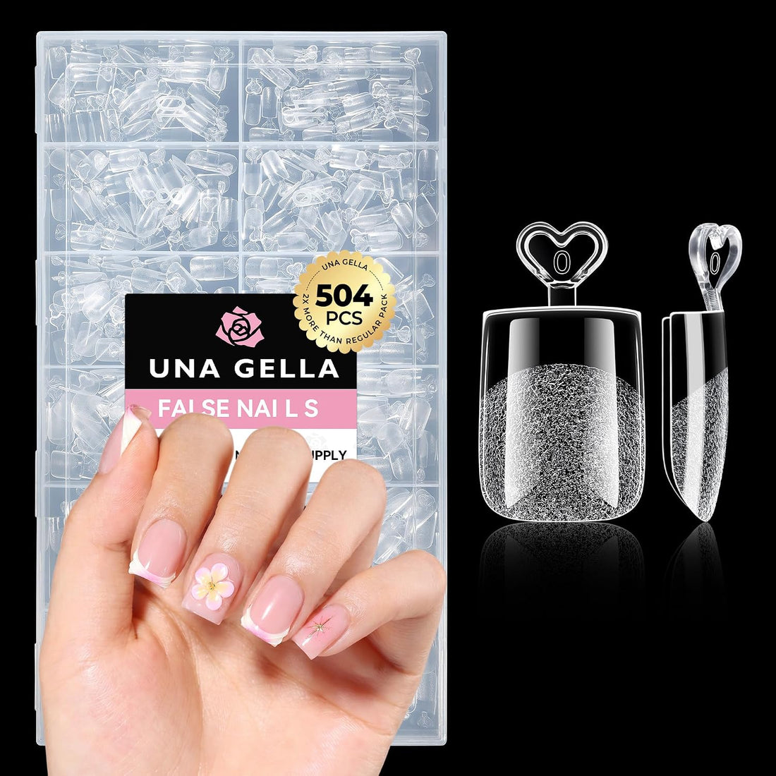UNA GELLA Extra Short Square Nail Tips, 504PCS Sharp Square Press On Nails