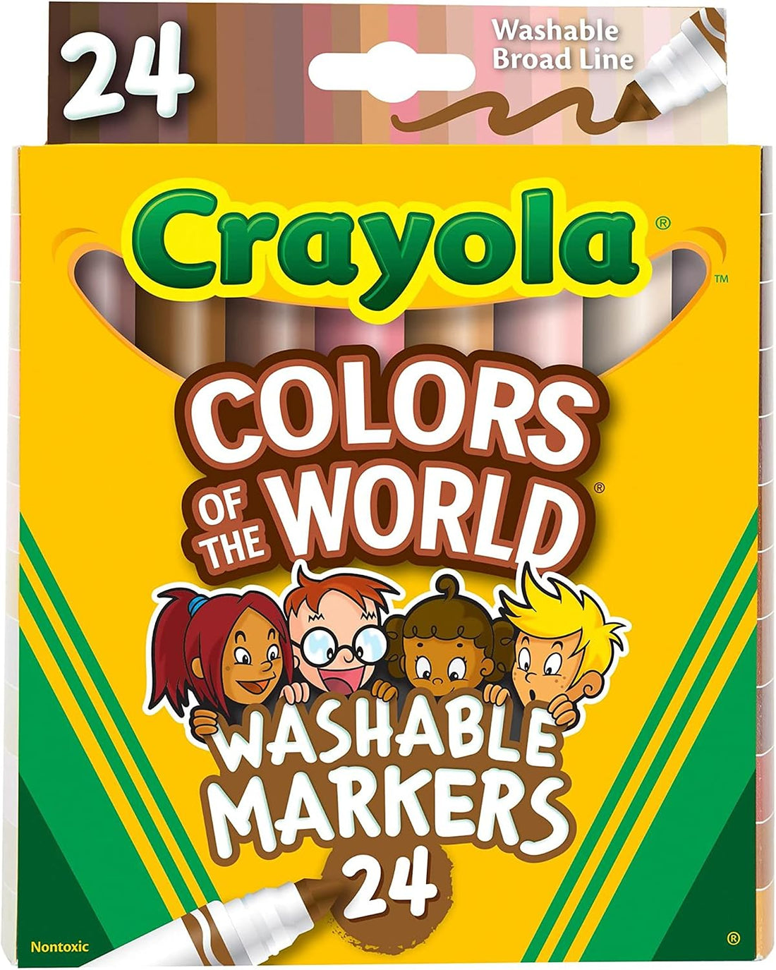 Crayola Colors of The World Markers (24 Count), Cute School Supplies, Teacher Must Haves, Skin Tone Markers for Kids