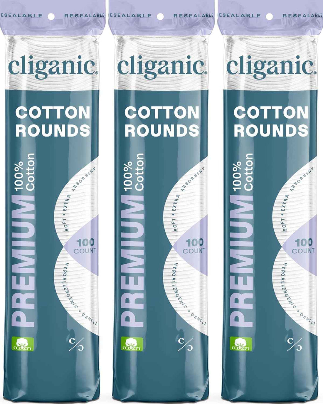 Cliganic Premium Cotton Rounds for Face, Makeup Remover Pads, 300 Count