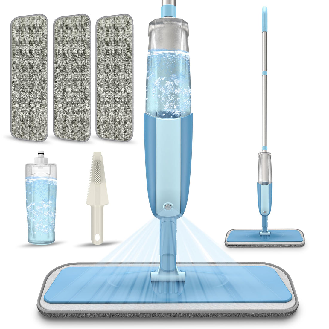 Spray Mops Wet Mops for Floor Cleaning - MEXERRIS Microfiber Dust Mop with 3X Washable Pads Floor Mop with Sprayer Wood