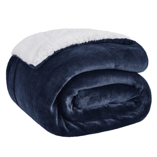 Bedsure Sherpa Fleece Throw Blanket for Couch - Thick and Warm, Soft Fuzzy Plush Throw Blanket for Winter, Navy, 50x60 Inches - PCTechSupply.com